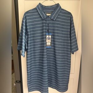 NWT Men’s light blue and white stripe golf shirt polo shirt